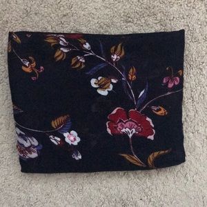 Loop scarf blue with flowers